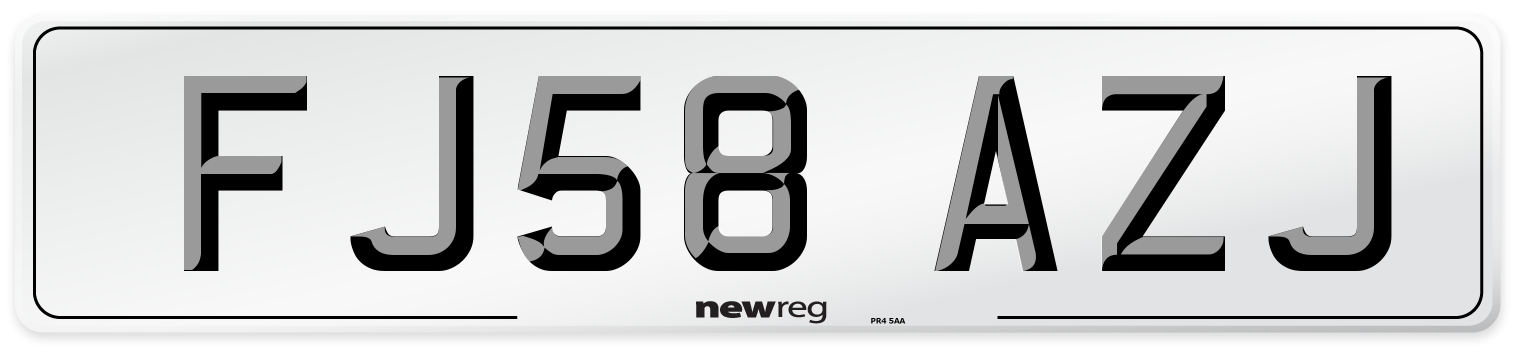 FJ58 AZJ Number Plate from New Reg